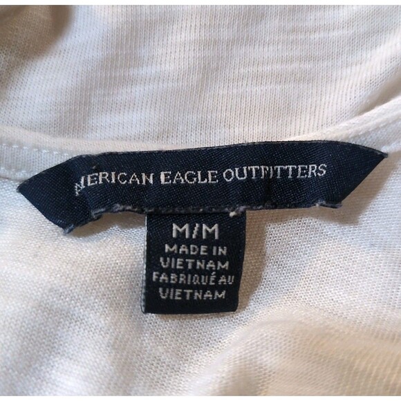 American Eagle Embroidered Tank Top Size Medium Ivory Cream Flowy Boho Festival - Picture 7 of 10